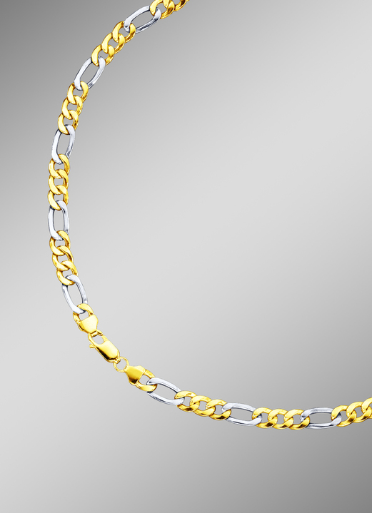 Halsketten - Schwere, hochwertige Figaro-Panzer-Garnitur, in Farbe , in Ausführung Halskette, Länge 55 cm