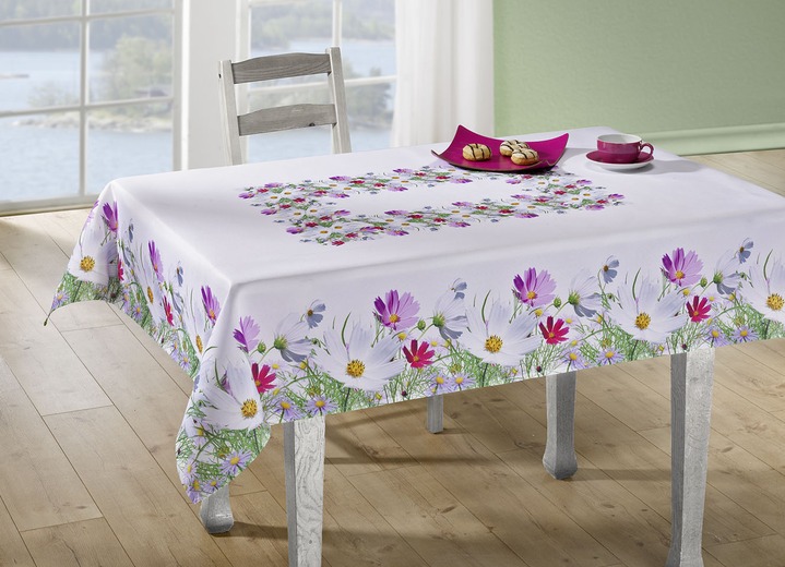 Tischdecken - Tisch- und Raumdekoration «Blüten-Motive», in Größe 130 (Deckchen, 35/ 50 cm) bis 404 (Kissenhülle, 40/ 40 cm), in Farbe WEISS/BUNT
