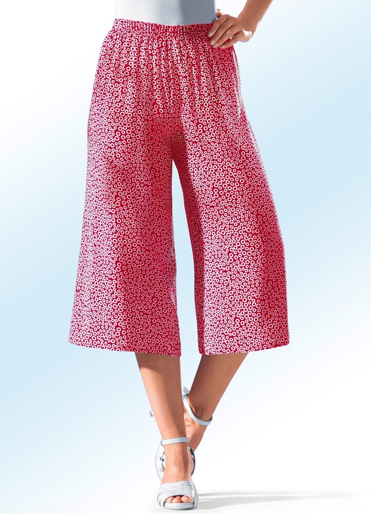 Hosen - Hosenrock mit ausdrucksstarker Punkte-Dessinierung, in Größe 019 bis 052, in Farbe ROT-WEIß