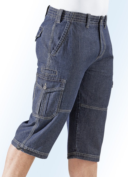 Shorts & Bermudas - Jeans-Bermudas mit Cargotaschen in 3 Farben, in Größe 024 bis 060, in Farbe JEANSBLAU Ansicht 1