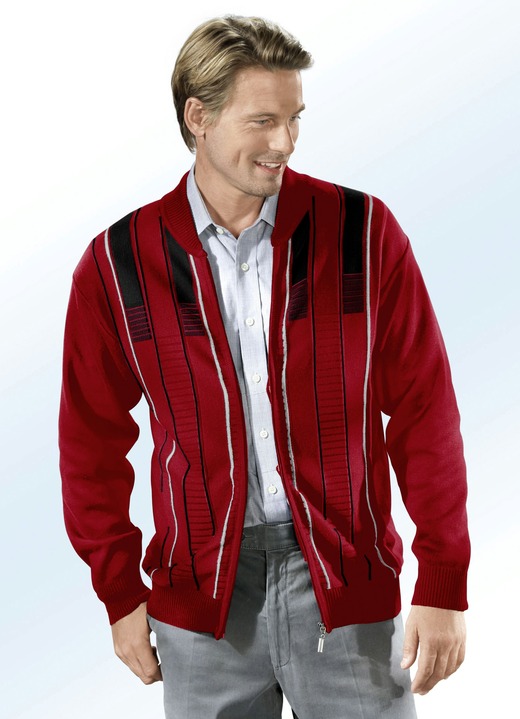 Strickjacken - Jacke mit Schubtaschen, in Größe 046 bis 062, in Farbe ROT Ansicht 1