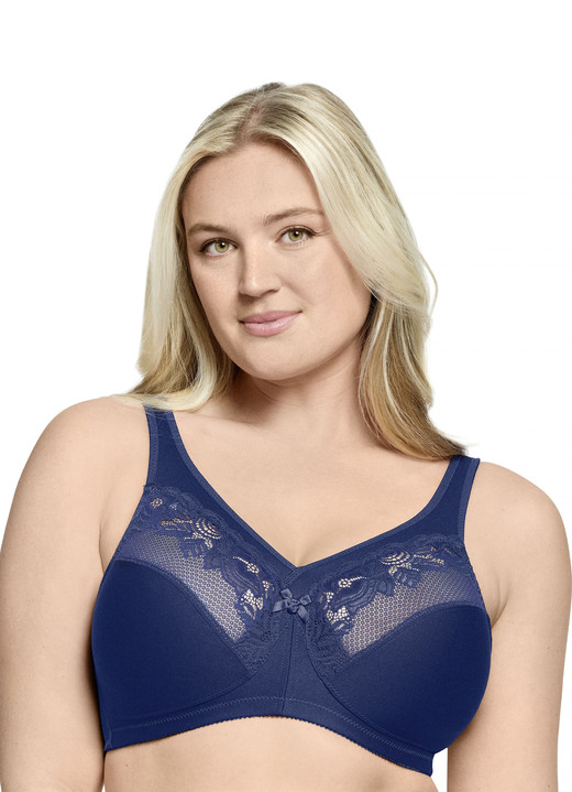 BH ohne Formbügel - Glamorise Minimizer-BH mit elastischer Spitze, in Größe 080 bis 110, in Cup C, in Farbe MARINE Ansicht 1