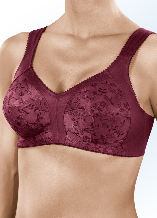 - Format BH mit floral bestickten Cups, in Größe 080 bis 115, in Cup C, in Farbe BORDEAUX