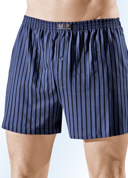 Pants & Boxershorts - Viererpack Boxershorts, bunt gestreift, in Größe 005 bis 015, in Farbe 2X NAVY-SCHWARZ, 2X BORDEAUX-SCHWARZ