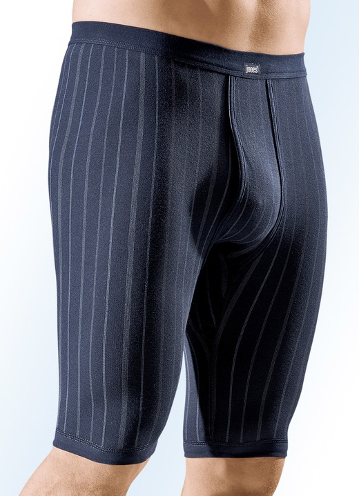 Slips & Unterhosen - Dreierpack Unterhosen, knielang, aus Feinripp, marine, in Größe 005 bis 012, in Farbe 2X MARINE-BUNT, 1X UNI MARINE