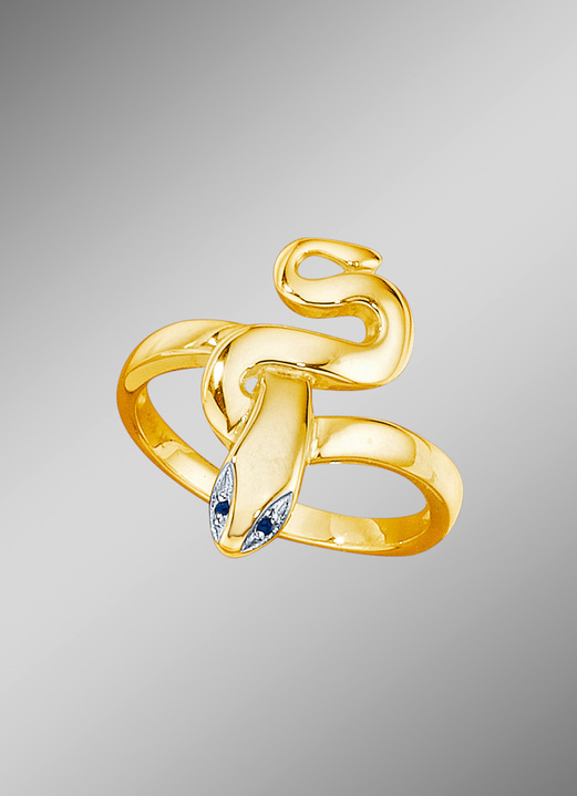 Ringe - Damenring Schlange mit Safir, in Größe 160 bis 220, in Farbe
