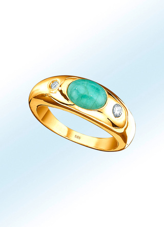Erlesener Partnerring mit 2 Brillanten und echt Smaragd