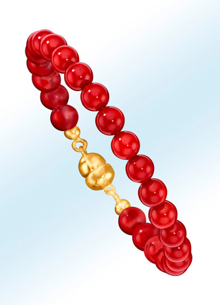 Armband mit echten Korallkugeln