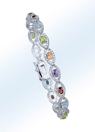 Armband mit echt Granat, Blautopas, Citrin, Amethyst und Peridot