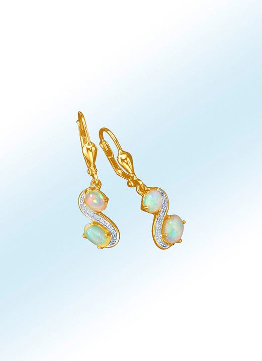 Ohrschmuck - Ohrringe mit Opal und Diamanten, in Farbe