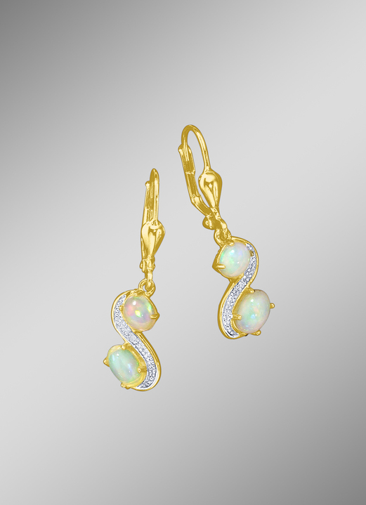 Ohrschmuck - Ohrringe mit Opal und Diamanten, in Farbe  Ansicht 1
