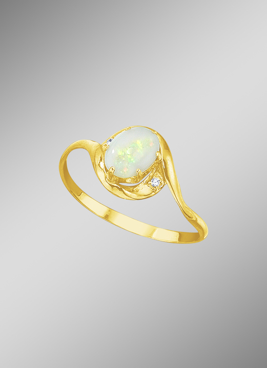 Ringe - Damenring mit echt Opal und synth. Zirkonia, in Größe 160 bis 220, in Farbe  Ansicht 1