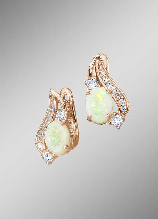 Ohrschmuck - Ohrringe mit echt Opal und synth. Zirkonia, in Farbe  Ansicht 1