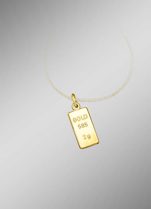 - Massiver Goldbarren-Anhänger, in Farbe , in Ausführung 2 Gramm Ansicht 1