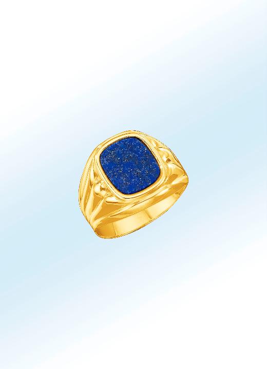 - Herrenring mit Echt Lapislazuli, in Größe 180 bis 240, in Farbe