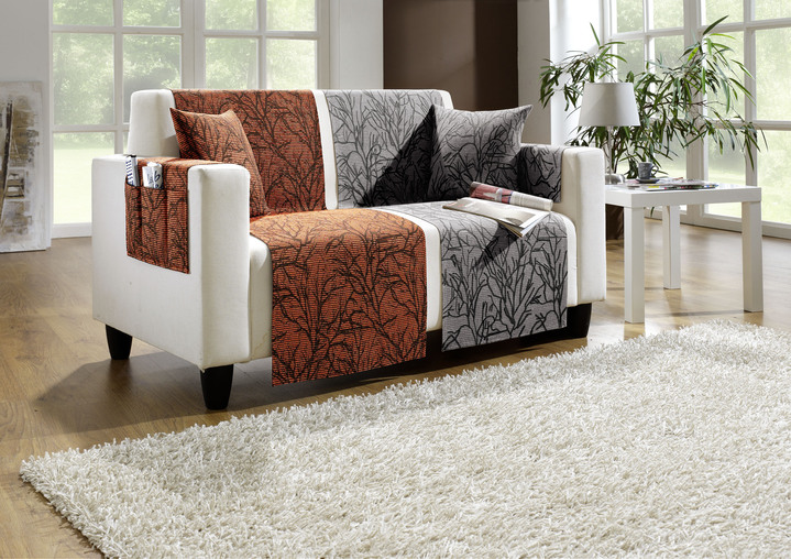 Sessel- & Sofaüberwürfe - Gesäumte Wohnaccessoires in überzeugender Qualität, in Größe 101 (Sesselschoner, 50x150 cm) bis 905 (Kissenhüllen, 2er-Set, 38x 38 cm), in Farbe TAUPE