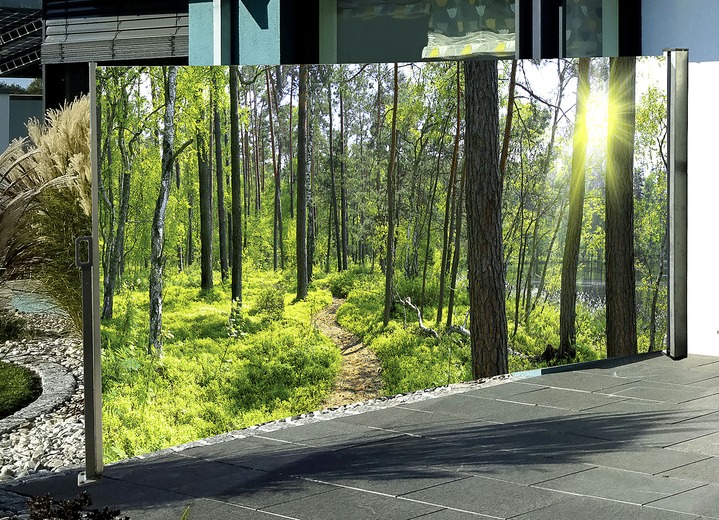 Garten - Seitenmarkise Wald, in Farbe , in Ausführung Kassette rechts, Auszug nach links