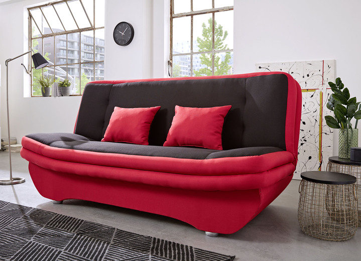 Bettsofas - Verwandlungssofa mit Bettkasten, in Farbe ROT-SCHWARZ Ansicht 1