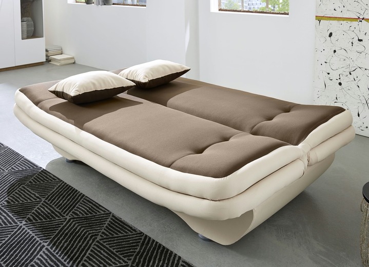 - Verwandlungssofa mit Dekokissen, in Farbe CREME-BRAUN