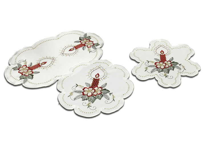 Tischdecken - Tisch- und Raumdekoration , in Größe 130 (Deckchen, 30/ 45 cm) bis 404 (Kissenbezug, 40/ 40 cm), in Farbe WEISS Ansicht 1