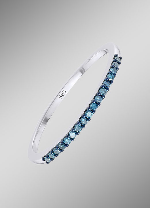 Ringe - Exquisiter Damenring mit blauen Diamanten, in Größe 160 bis 220, in Farbe