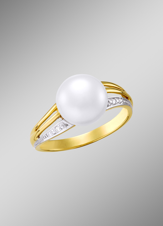 Ringe - Zauberhafter Damenring mit Diamanten und Süsswasser-Zuchtperle, in Größe 160 bis 220, in Farbe  Ansicht 1