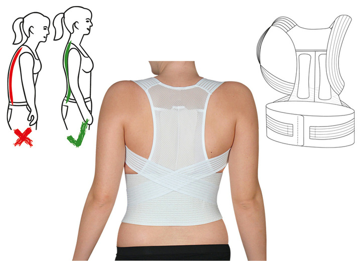 Gesunder Rücken - «Hydas» Geradehalter mit Stützgürtel, in Farbe WEISS Ansicht 1