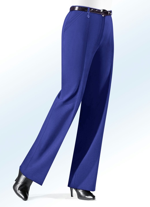 Hosen mit Knopf- und Reissverschluss - Hose mit Zieranhänger in 6 Farben, in Größe 019 bis 100, in Farbe ROYALBLAU Ansicht 1