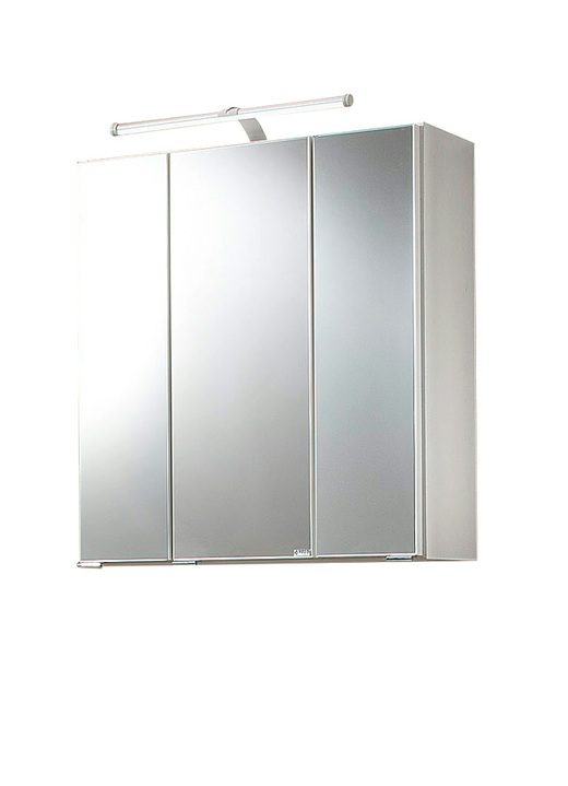 Badezimmermöbel - Badmöbel-Programm, auch hängend montierbar, in Farbe WEISS, in Ausführung Spiegelschrank Ansicht 1