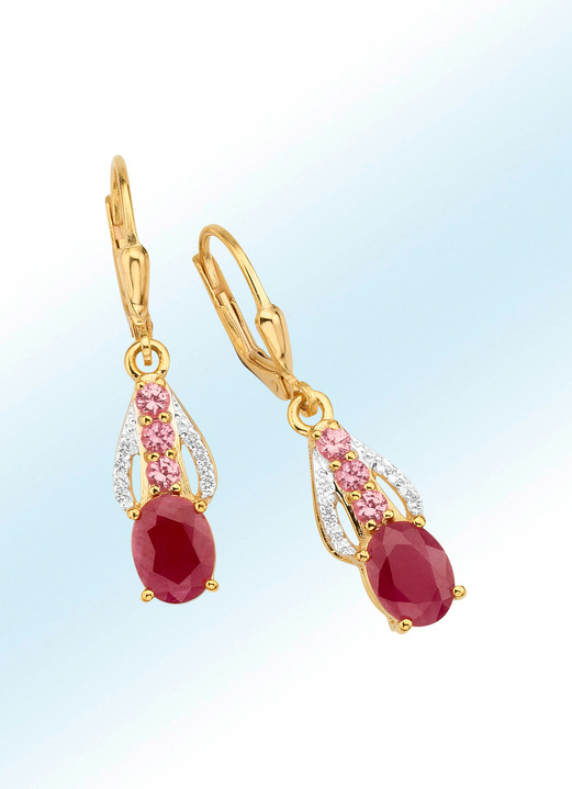 - Ohrringe mit Edelsteinen und Brillanten, in Farbe