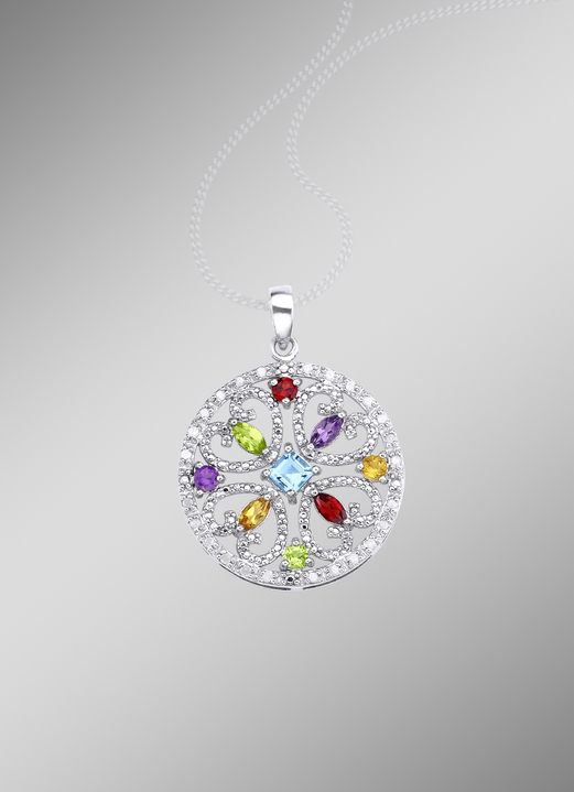 - Anhänger mit Diamanten und Edelsteinen, in Farbe  Ansicht 1