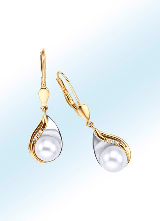 Ohrringe mit Perle und Diamanten