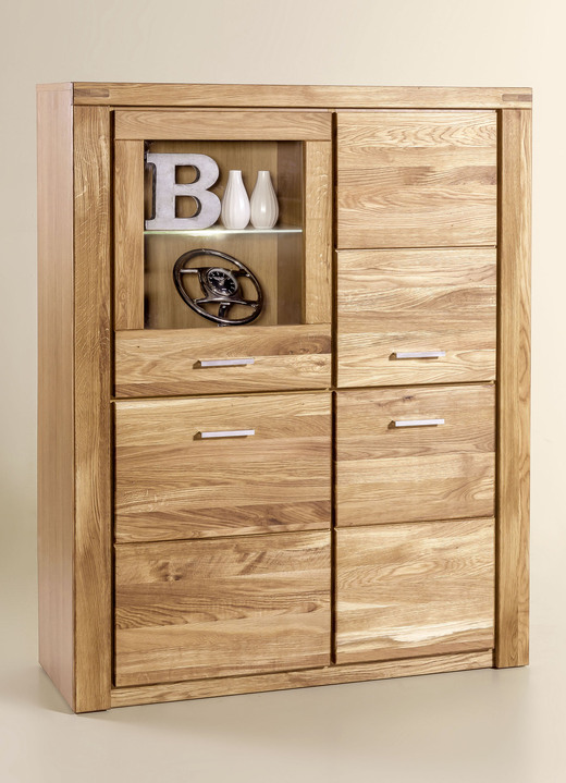 Kommoden - Highboard mit Massivholzfronten, in Farbe WILDEICHE Ansicht 1