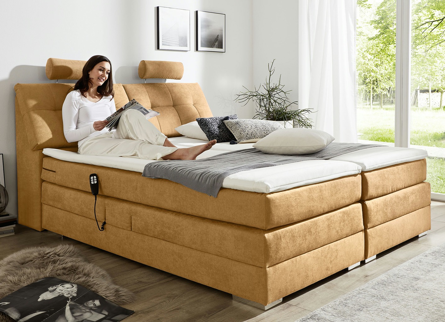 Motor-Boxspringbett mit verstellbarem Kopf- und Fußteil - Betten | BADER