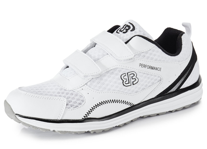 Slipper & Schnürschuhe - Leichte Herren-Slipper, mit herausnehmbarem Fussbett, in Größe 040 bis 046, in Farbe WEISS-SCHWARZ Ansicht 1