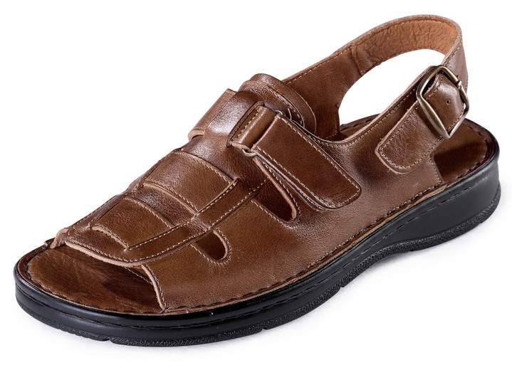 Sandalen & Pantoletten - Gemini, klassische Herren-Sandalen, mit Klettverschluss, in Größe 040 bis 047, in Farbe COGNAC Ansicht 1