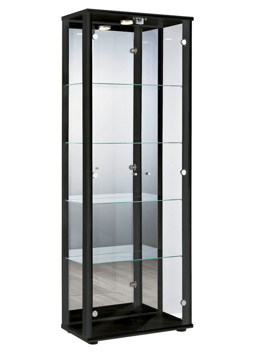 Vitrine haute avec éclairage LED Raudberg 20, Couleur : Noir