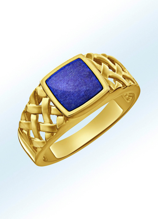 - Schicker Herrenring mit echt Lapislazuli, in Farbe