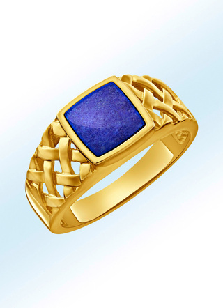 Schicker Herrenring mit echt Lapislazuli