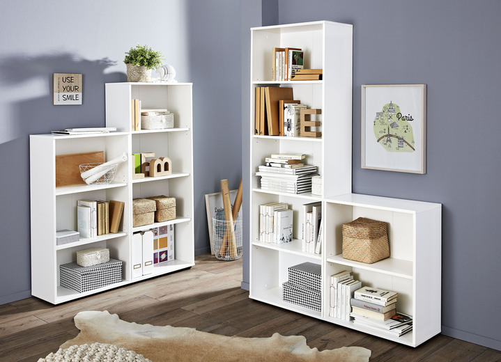 Regale - Klassische Regal-Serie mit Kunststofffüssen, in Farbe WEISS, in Ausführung Regal, 2 Fächer Ansicht 1