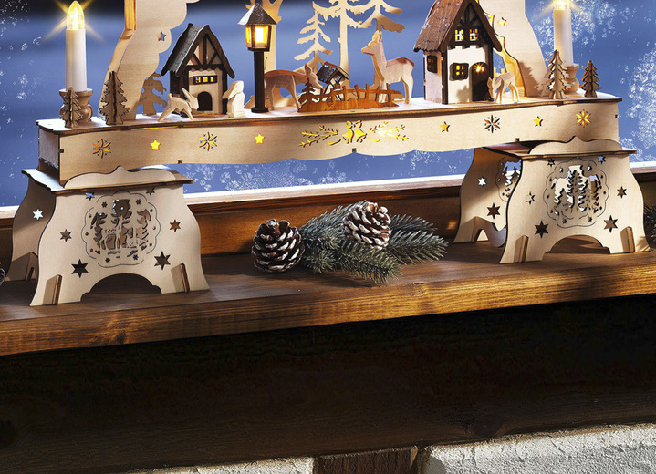 - Beleuchteter Lichterbogen / Schwibbogen-Podeste - Beleuchteter Lichterbogen / Schwibbogen-Podeste, in Farbe NATUR, in Ausführung Schwibbogen-Podest, 2er-Set