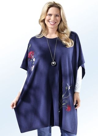 Poncho mit dekorativen Stickereien