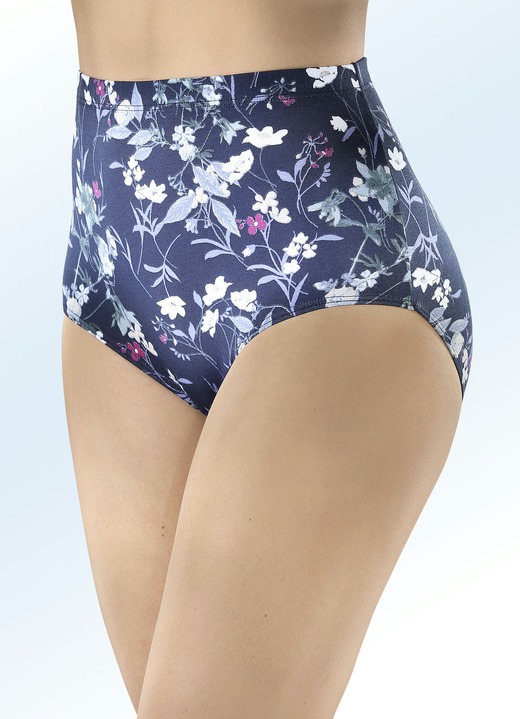 - Viererpack Slips mit hübschem Blumendessin, in Größe 038 bis 056, in Farbe MARINE BEDRUCKT Ansicht 1