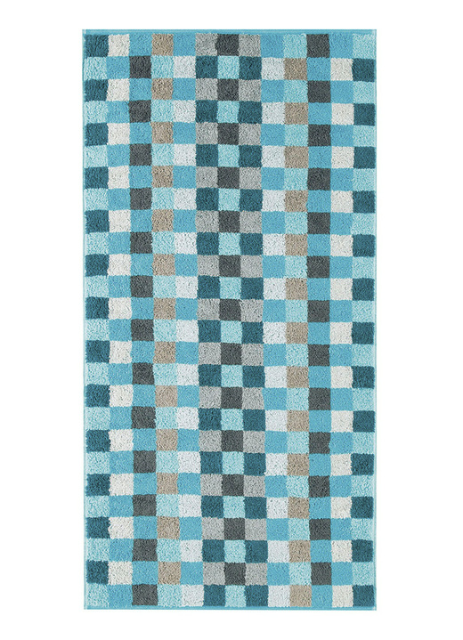 Handtücher - Frottier-Serie aus dem Hause Cawö, in Größe 200 (1 Handtuch, 50/100 cm) bis 204 (1 Duschtuch, 70/140 cm), in Farbe TÜRKIS, in Ausführung Karo Ansicht 1