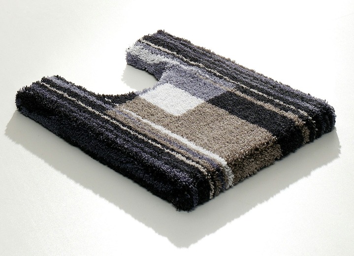 Badgarnituren - «GRUND» Badgarnitur in verschiedenen Farben, in Größe 100 (Vorleger halbrund, 50/ 80 cm) bis 112 (WC-Deckelbezug, 47/ 50 cm), in Farbe ANTHRAZIT Ansicht 1
