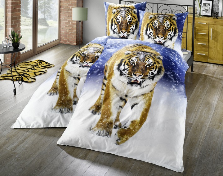 Bettwasche Garnitur Tiger Im Schnee Bettwasche Bader