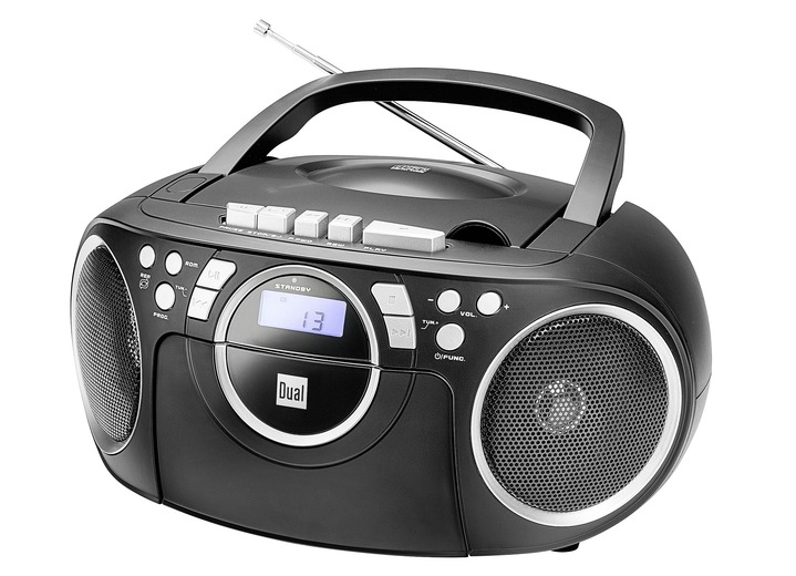 Musikanlagen - «Dual» P70 CD-/Radio-/Kassettenspieler, verschiedene Farben, in Farbe SCHWARZ Ansicht 1