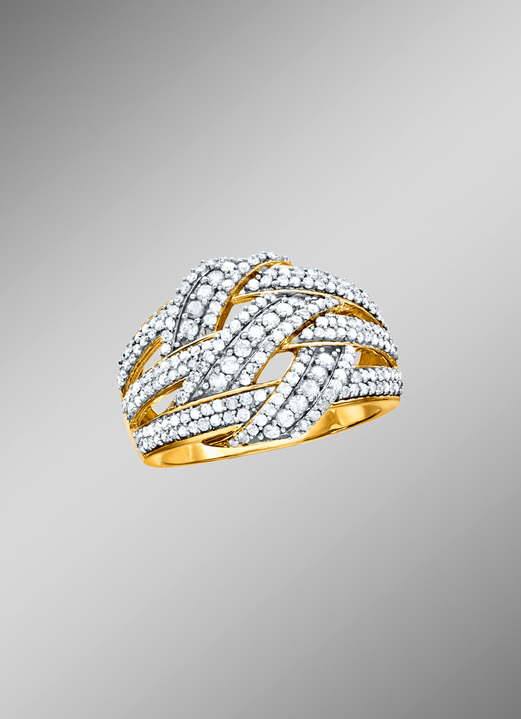Ringe - Stark ausgefasster Damenring, in Größe 160 bis 220, in Farbe