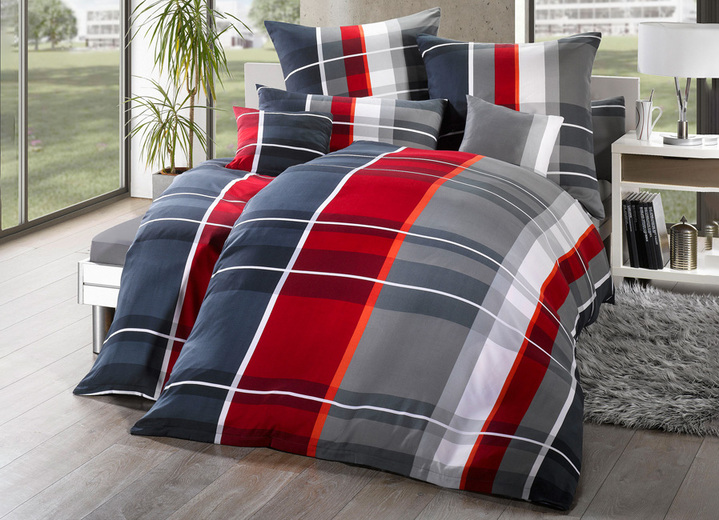 - Moderne Bettwäsche-Garnitur aus Microfaser, in Größe 112 (80/80 cm + 135/200 cm) bis 912 (10-teiliges Sparset), in Farbe ROT Ansicht 1