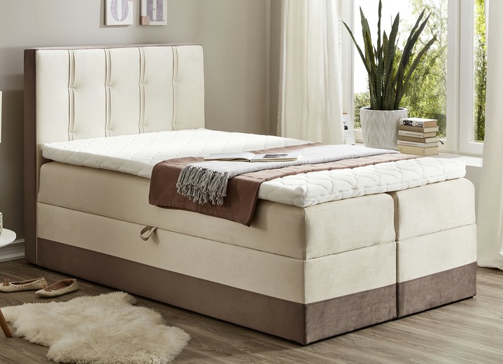 - Boxspringbett mit Topper und 2 Bettkästen, in Farbe BEIGE-BRAUN Ansicht 1